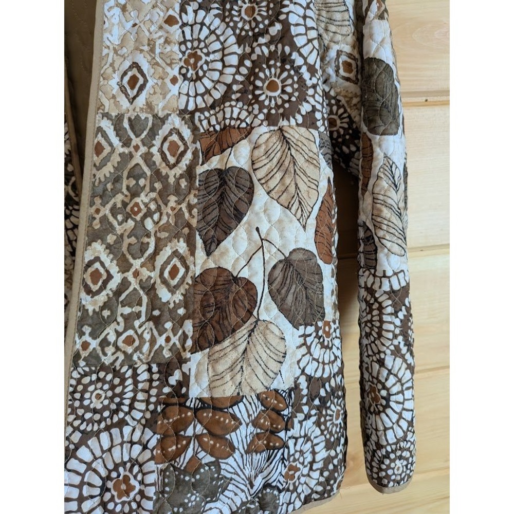 Quilted Jacket Womens L Boho Patchwork Artsy Eart… - image 3